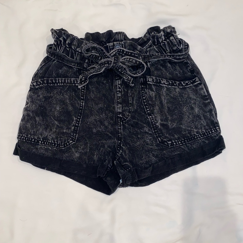 black paper bag shorts
